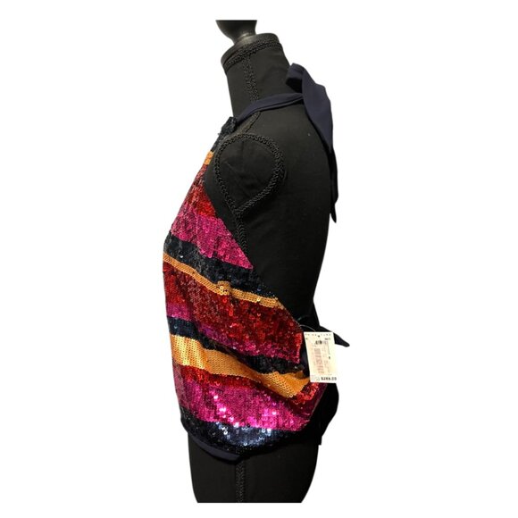 Trina Turk Colorful Sparkly Sequin Open Back Halter Top (NWT) - Picture 3 of 6